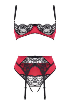 Christine - 3-pcs Open Bra Crotchless Slip Set Gush